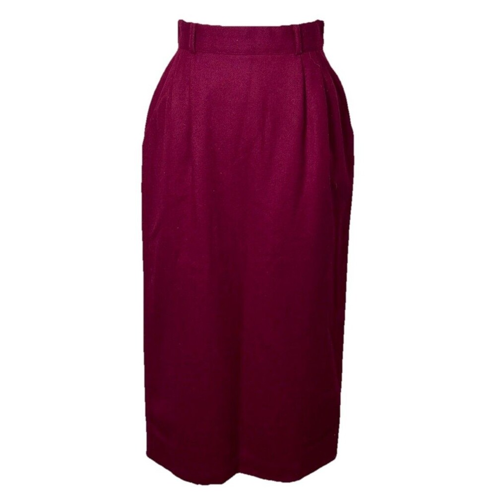 Vintage Michele Women’s Red Wool Midi Skirt‎ Office Career Quiet Luxury Sz 9/10